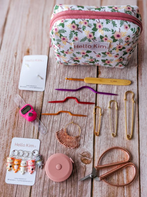 Trousse complète d'accessoires de tricot, rose