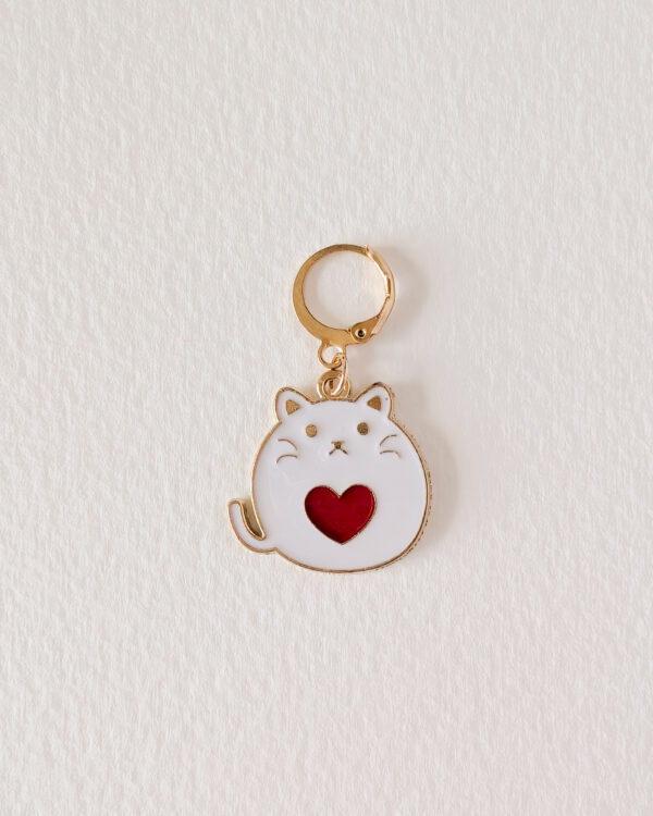 Anneau marqueur amovible Chat cœur blanc, Lot Chats cœur #1