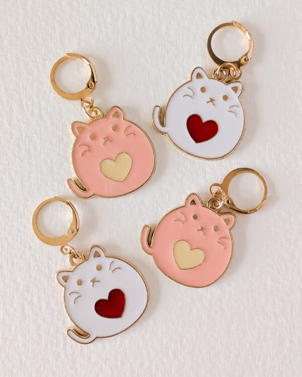 Lot de 4 anneaux marqueurs amovibles Chats cœur