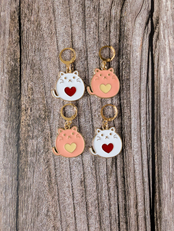 Lot de 4 anneaux marqueurs amovibles Chats cœur