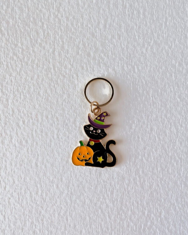 Anneau marqueur de maille Chatpeau & citrouille, Lot Challoween