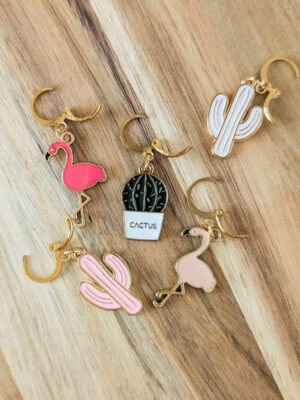 Lot d'anneaux marqueurs amovibles Cactus & flamants