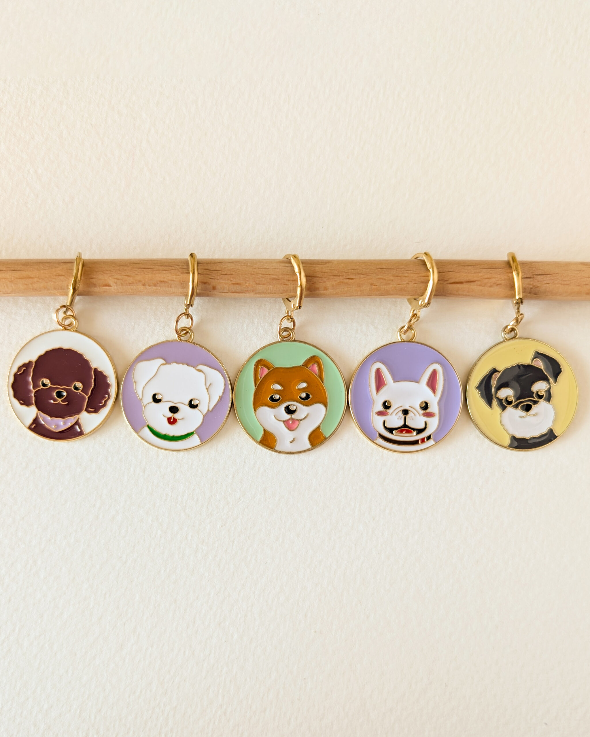 Lot de 5 anneaux marqueurs de maille amovibles Petits chiens #3 – Image 2