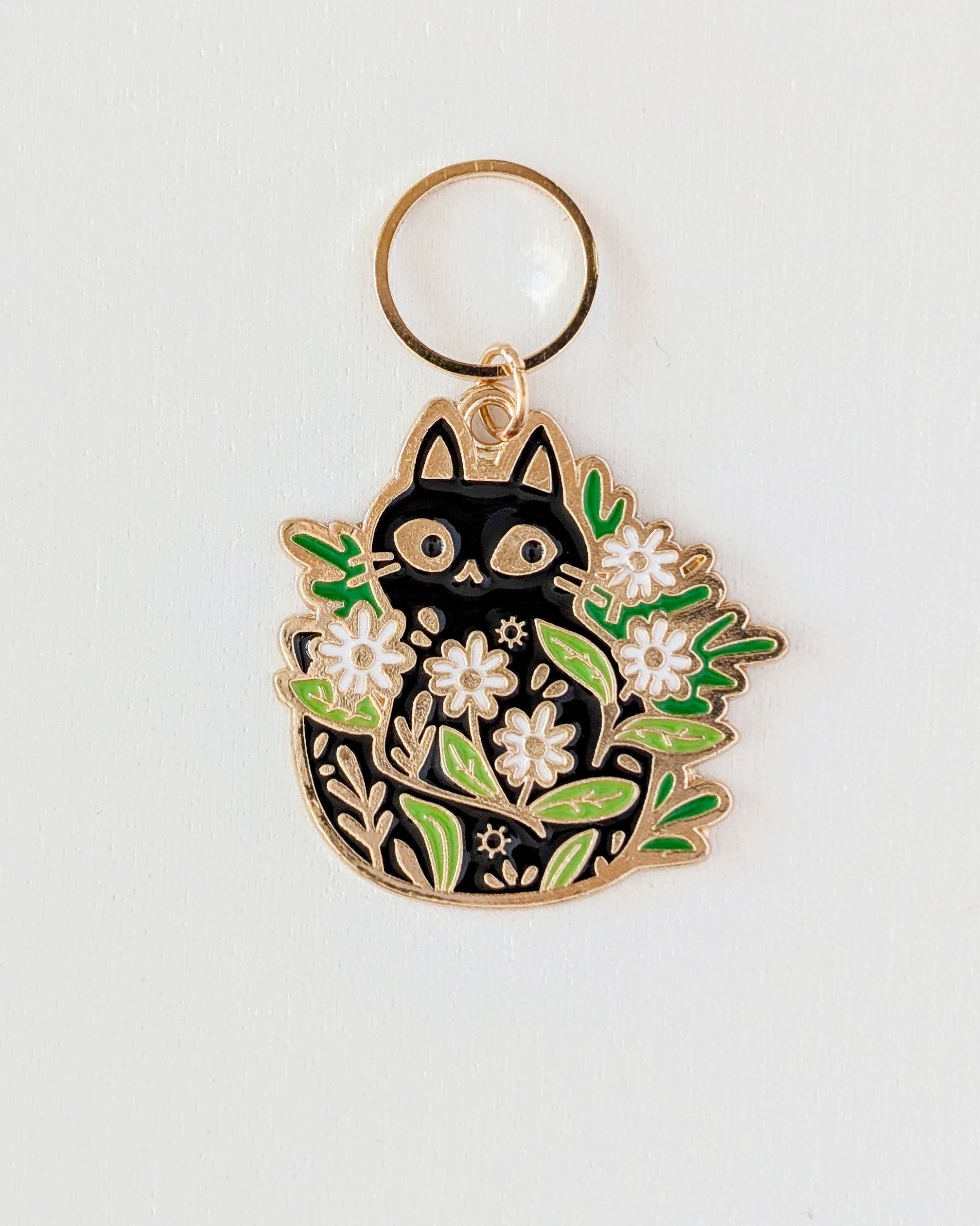 Chat noir dans les fleurs sauvages, Lot d'anneaux marqueurs Chats sauvages #2